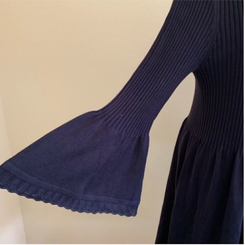 Eliza J Ribbed Knit Dress Turtleneck Navy - Picture 5 of 9